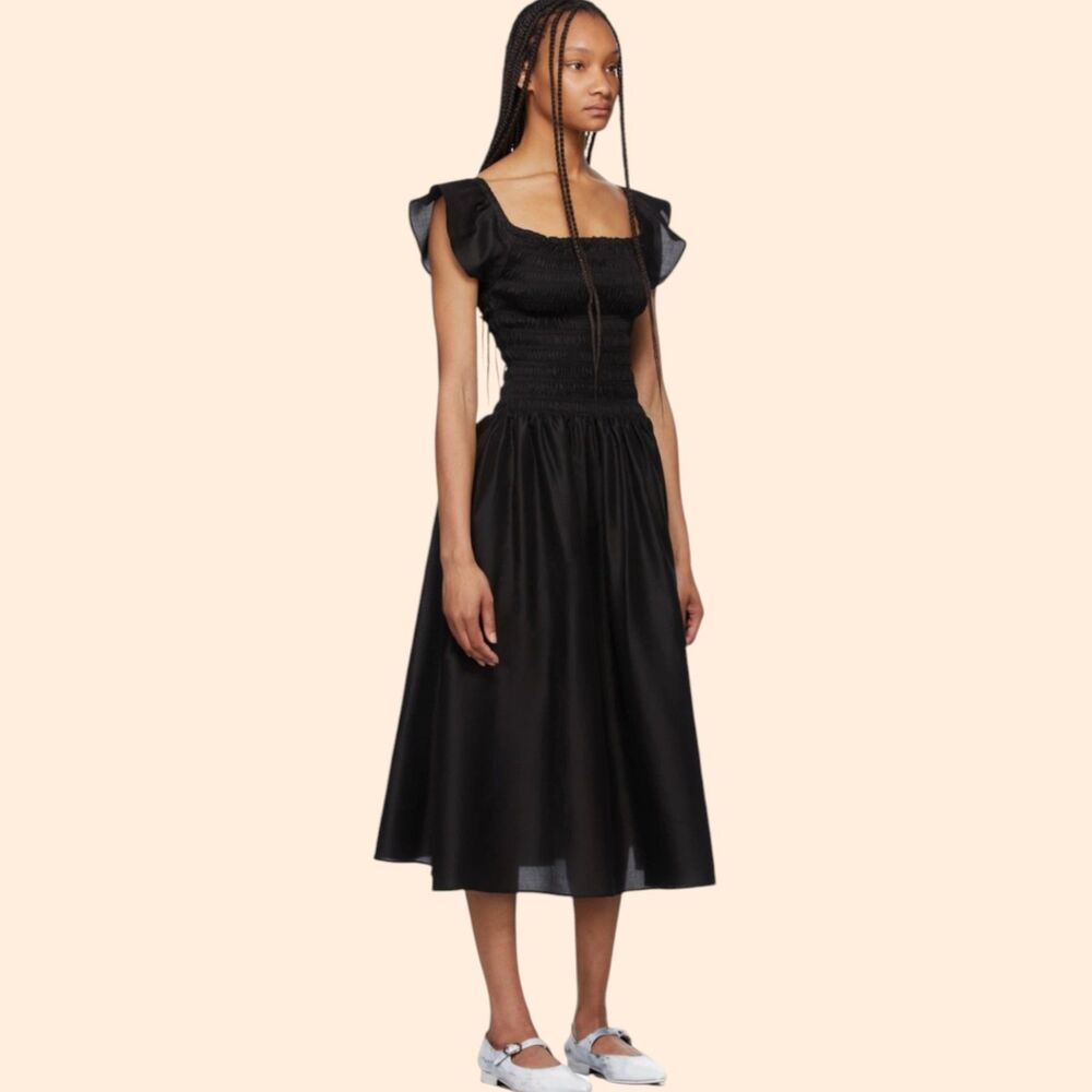 Toteme Black Smock Midi Dress